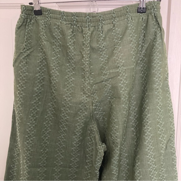 LIZ ALIG Katie Handwoven Cotton Pants - Green - Cropped - Large - Picture 3 of 7
